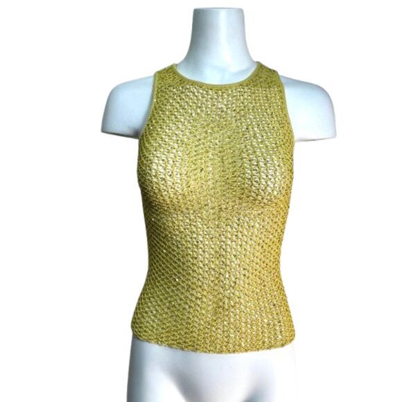 Gianni Versace sequin knitted sleeveless lime top IT 38 - Picture 5 of 15